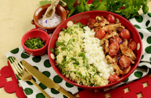 Rezept für Couscous-Bowl mit Hähnchen