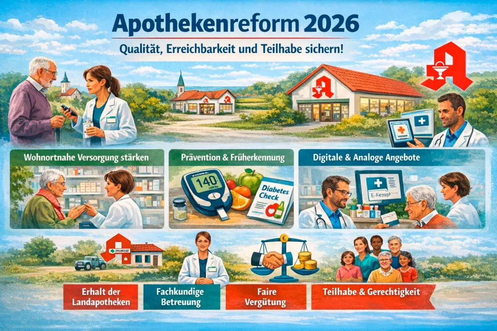 Apotheken-Reform 2026: Patienten-Verbände fordern, Qualität, Erreichbarkeit und Teilhabe zu sichern | Foto: DNI (generiert mit KI)