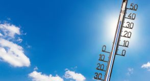 Thermometer, dass über 30 Grad anzeigt
