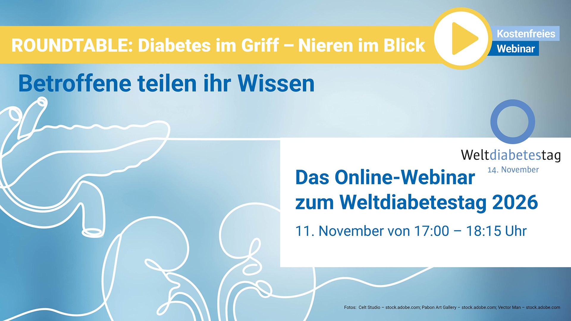 Online-Webinar | „Roundtable: Diabetes im Griff – Nieren im Blick“ am 11. November vor dem Weltdiabetestag 2026 – Betroffene teilen ihr Wissen